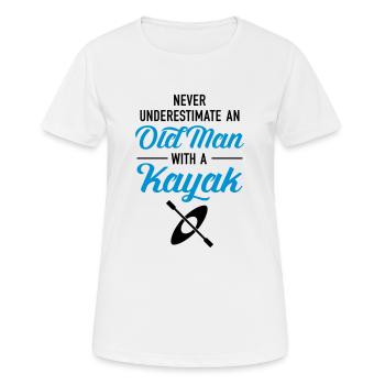 Never Underestimate An Old Man With A Kayak - Women's Breathable T-Shirt - white - Front - AI Model Female 172 dark (172cm)