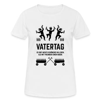 Vatertag (Trio Mit 2 Bollerwagen + Spruch) - Frauen T-Shirt atmungsaktiv - Weiß - Vorne - AI Model Female 172 dark (172cm)