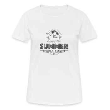 Soleil d'été plage mer palmiers - T-shirt respirant Femme - blanc - Devant - AI Model Female 172 dark (172cm)