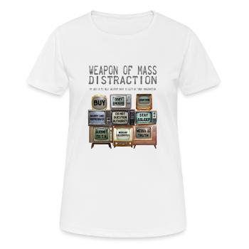 Massenablenkungswaffe - TV - Frauen T-Shirt atmungsaktiv - Weiß - Vorne - AI Model Female 172 dark (172cm)