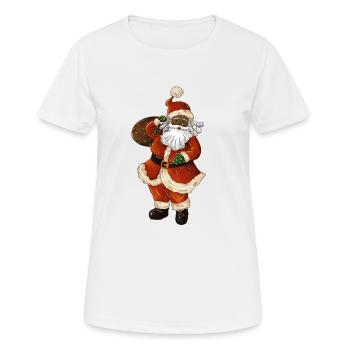 Black Santa - Weihnachtsmann - Frauen T-Shirt atmungsaktiv - Weiß - Vorne - AI Model Female 172 dark (172cm)