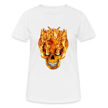 Crâne enflammé aux yeux de flamme - T-shirt respirant Femme - blanc - Devant - AI Model Female 172 dark (172cm)