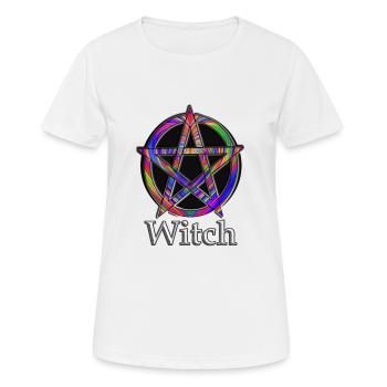 Pentagramme avec inscription Witch - T-shirt respirant Femme - blanc - Devant - AI Model Female 172 dark (172cm)