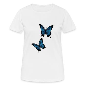 Blaue Schmetterlinge - Frauen T-Shirt atmungsaktiv - Weiß - Vorne - AI Model Female 172 dark (172cm)
