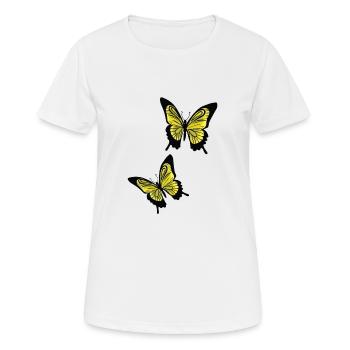 Gelbe Schmetterlinge - Frauen T-Shirt atmungsaktiv - Weiß - Vorne - AI Model Female 172 dark (172cm)
