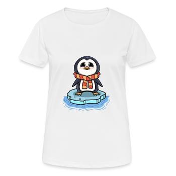 Trauriger Pinguin Eisscholle Klimawandel - Frauen T-Shirt atmungsaktiv - Weiß - Vorne - AI Model Female 172 dark (172cm)
