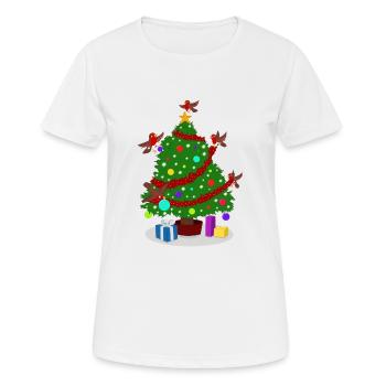 Robin autour du sapin de Noël - T-shirt respirant Femme - blanc - Devant - AI Model Female 172 dark (172cm)