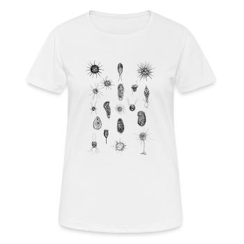 PLANKTON_01(Série: Sous le microscope) - T-shirt respirant Femme - blanc - Devant - AI Model Female 172 dark (172cm)
