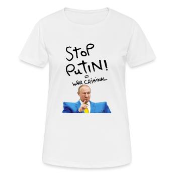 poutine Criminel de guerre - Arrêtez la guerre! - T-shirt respirant Femme - blanc - Devant - AI Model Female 172 dark (172cm)