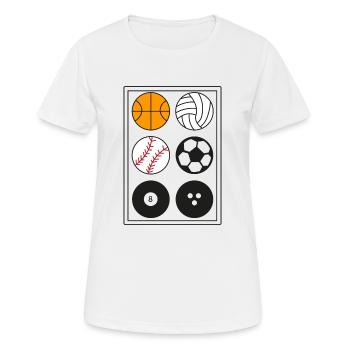6 verschiedene Arten von Bällen - Frauen T-Shirt atmungsaktiv - Weiß - Vorne - AI Model Female 172 dark (172cm)