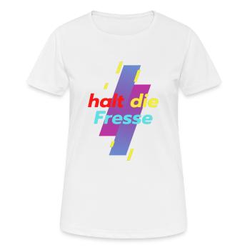 halt die Fresse - Frauen T-Shirt atmungsaktiv - Weiß - Vorne - AI Model Female 172 dark (172cm)