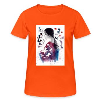 Butterfly Lady Watercolours - Women's Breathable T-Shirt - neon orange - Front - AI Model Female 172 dark (172cm)