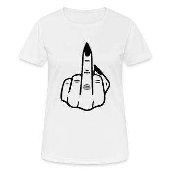 Middle Finger Fuck Funny T-Shirt Gift Idea - Women's Breathable T-Shirt - white - Front - AI Model Female 172 dark (172cm)