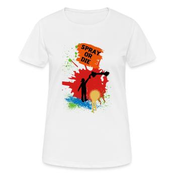 Spray to Die - Graffiti Art Spray Can - Women's Breathable T-Shirt - white - Front - AI Model Female 172 dark (172cm)