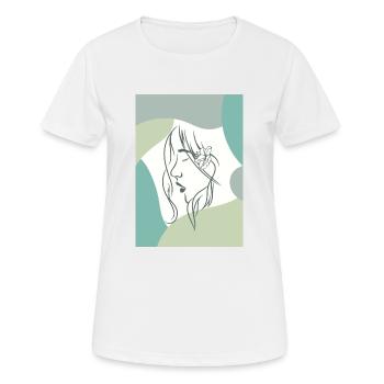 Hübsches Frauengesicht mit grünen Pastellfarben - Frauen T-Shirt atmungsaktiv - Weiß - Vorne - AI Model Female 172 dark (172cm)