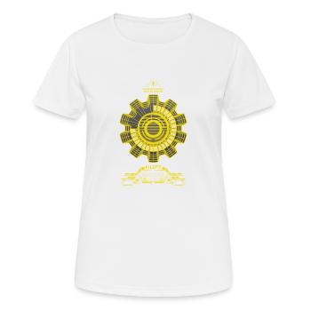 Warning Danger science fiction - Frauen T-Shirt atmungsaktiv - Weiß - Vorne - AI Model Female 172 dark (172cm)