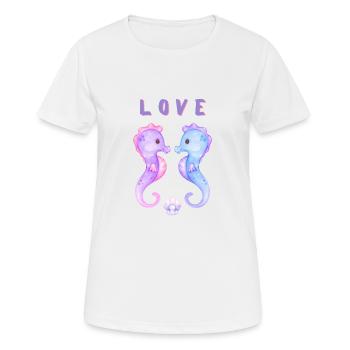 L O V E Seepferdchen - Frauen T-Shirt atmungsaktiv - Weiß - Vorne - AI Model Female 172 dark (172cm)