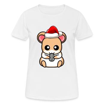 Hamster Comic Weihnachten - Frauen T-Shirt atmungsaktiv - Weiß - Vorne - AI Model Female 172 dark (172cm)