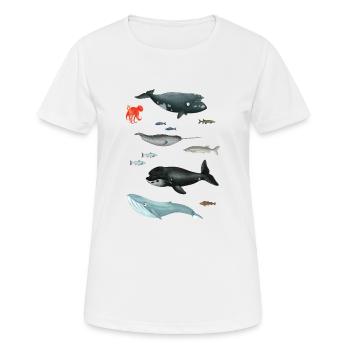 Motifs avec les baleines et les poissons / monde sous-marin - T-shirt respirant Femme - blanc - Devant - AI Model Female 172 dark (172cm)