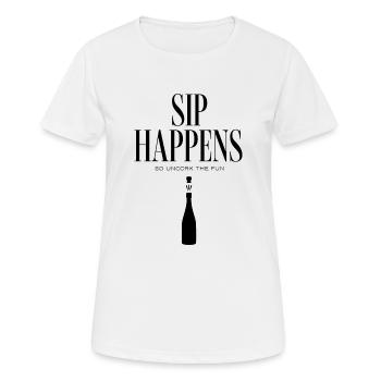 et Prosecco - Sip Happens - T-shirt respirant Femme - blanc - Devant - AI Model Female 172 dark (172cm)
