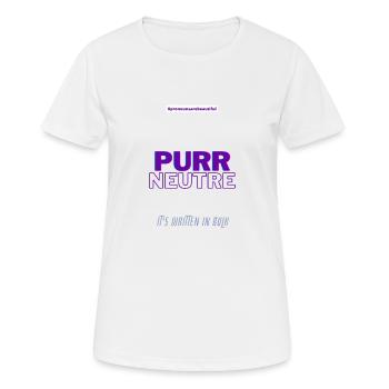 #pronounsarebeautiful purr/neutre - T-shirt respirant Femme - blanc - Devant - AI Model Female 172 dark (172cm)
