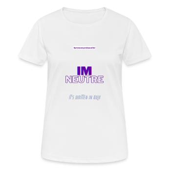 #pronounsarebeautiful im/neutre - T-shirt respirant Femme - blanc - Devant - AI Model Female 172 dark (172cm)