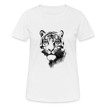 Tiger schwarz weiß - Frauen T-Shirt atmungsaktiv - Weiß - Vorne - AI Model Female 172 dark (172cm)