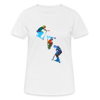 Stuntscooter,Trickscooter,tricks,stunt,e-scooter - T-shirt respirant Femme - blanc - Devant - AI Model Female 172 dark (172cm)