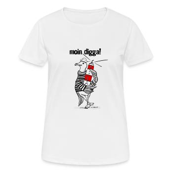 Moin Digga! - Frauen T-Shirt atmungsaktiv - Weiß - Vorne - AI Model Female 172 dark (172cm)