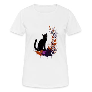 Schwarze Katze - Frauen T-Shirt atmungsaktiv - Weiß - Vorne - AI Model Female 172 dark (172cm)