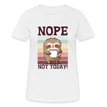 Spuch Faultier mit Tasse Müde Lustig Morgenmuffel - Frauen T-Shirt atmungsaktiv - Weiß - Vorne - AI Model Female 172 dark (172cm)