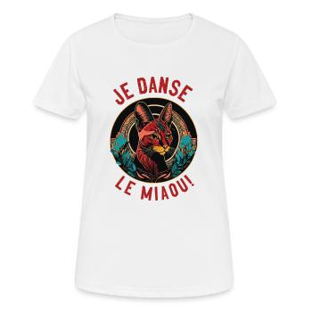 Art-Deco Katzenportrait: Ich tanze das Miauen! - Frauen T-Shirt atmungsaktiv - Weiß - Vorne - AI Model Female 172 dark (172cm)