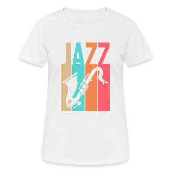 Jazzmusik - Saxophonist - Frauen T-Shirt atmungsaktiv - Weiß - Vorne - AI Model Female 172 dark (172cm)