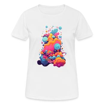 Hypnotisches Universum: Farben und Formen im Erwachen - Frauen T-Shirt atmungsaktiv - Weiß - Vorne - AI Model Female 172 dark (172cm)