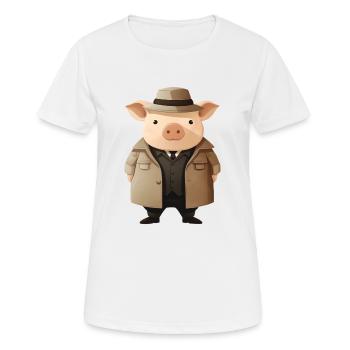 Schweinchen als Detektiv - Frauen T-Shirt atmungsaktiv - Weiß - Vorne - AI Model Female 172 dark (172cm)