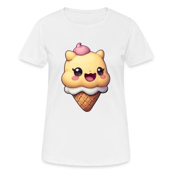 Lächelnde Eiskreation - Frauen T-Shirt atmungsaktiv - Weiß - Vorne - AI Model Female 172 dark (172cm)