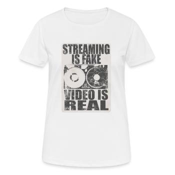Video is real - Women's Breathable T-Shirt - white - Front - AI Model Female 172 dark (172cm)