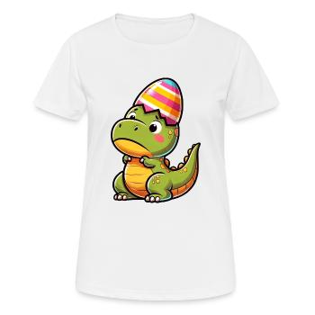 Oster T-Rex in Eierschale, Tollpatschig - Frauen T-Shirt atmungsaktiv - Weiß - Vorne - AI Model Female 172 dark (172cm)