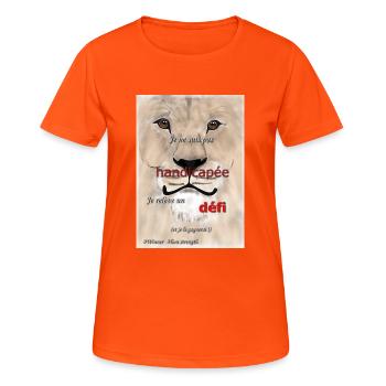 handicap feminin - T-shirt respirant Femme - orange néon - Devant - AI Model Female 172 dark (172cm)