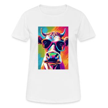 Vache à lunettes - T-shirt respirant Femme - blanc - Devant - AI Model Female 172 dark (172cm)