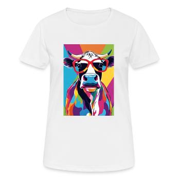Vache à lunettes - T-shirt respirant Femme - blanc - Devant - AI Model Female 172 dark (172cm)