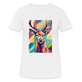 Colorful Deer Head - Women's Breathable T-Shirt - white - Front - AI Model Female 172 dark (172cm)