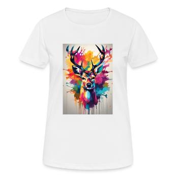 Colorful Deer Head - Women's Breathable T-Shirt - white - Front - AI Model Female 172 dark (172cm)