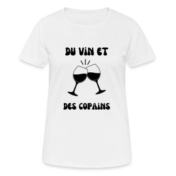 Du vin et des copains - T-shirt respirant Femme - blanc - Devant - AI Model Female 172 dark (172cm)