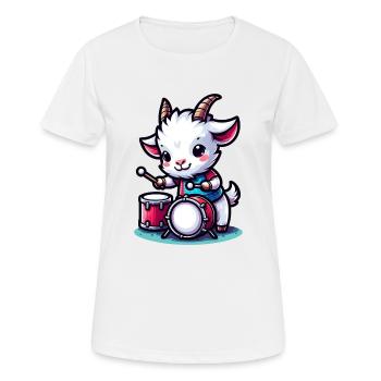 Tambour de chèvre mignon à la ferme - T-shirt respirant Femme - blanc - Devant - AI Model Female 172 dark (172cm)