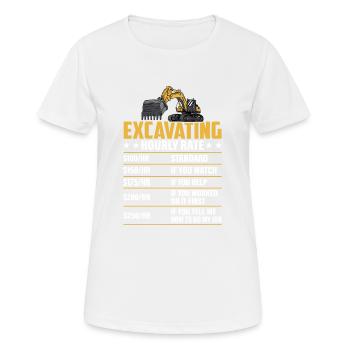 Excavation -Taux horaire- Opérateur d’excavatrice - T-shirt respirant Femme - blanc - Devant - AI Model Female 172 dark (172cm)