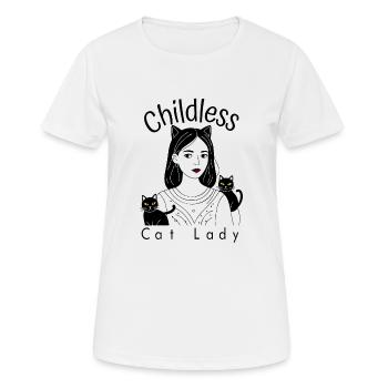 Kinderlose Katzendame - Frauen T-Shirt atmungsaktiv - Weiß - Vorne - AI Model Female 172 dark (172cm)