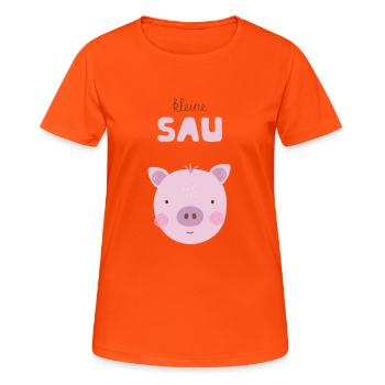 Kleine Sau rosa Schwein Kinder Kinderzimmer Deko - Frauen T-Shirt atmungsaktiv - Neonorange - Vorne - AI Model Female 172 dark (172cm)