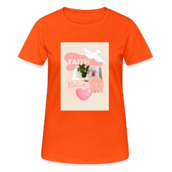 Faith collage - Women's Breathable T-Shirt - neon orange - Front - AI Model Female 172 dark (172cm)