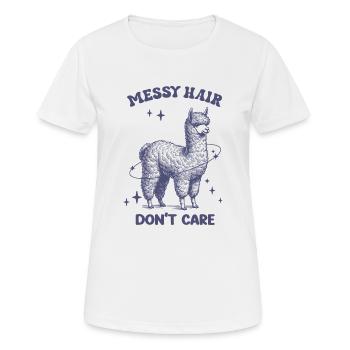 Les cheveux en désordre ne s’en soucient pas de l’alpaga drôle - T-shirt respirant Femme - blanc - Devant - AI Model Female 172 dark (172cm)